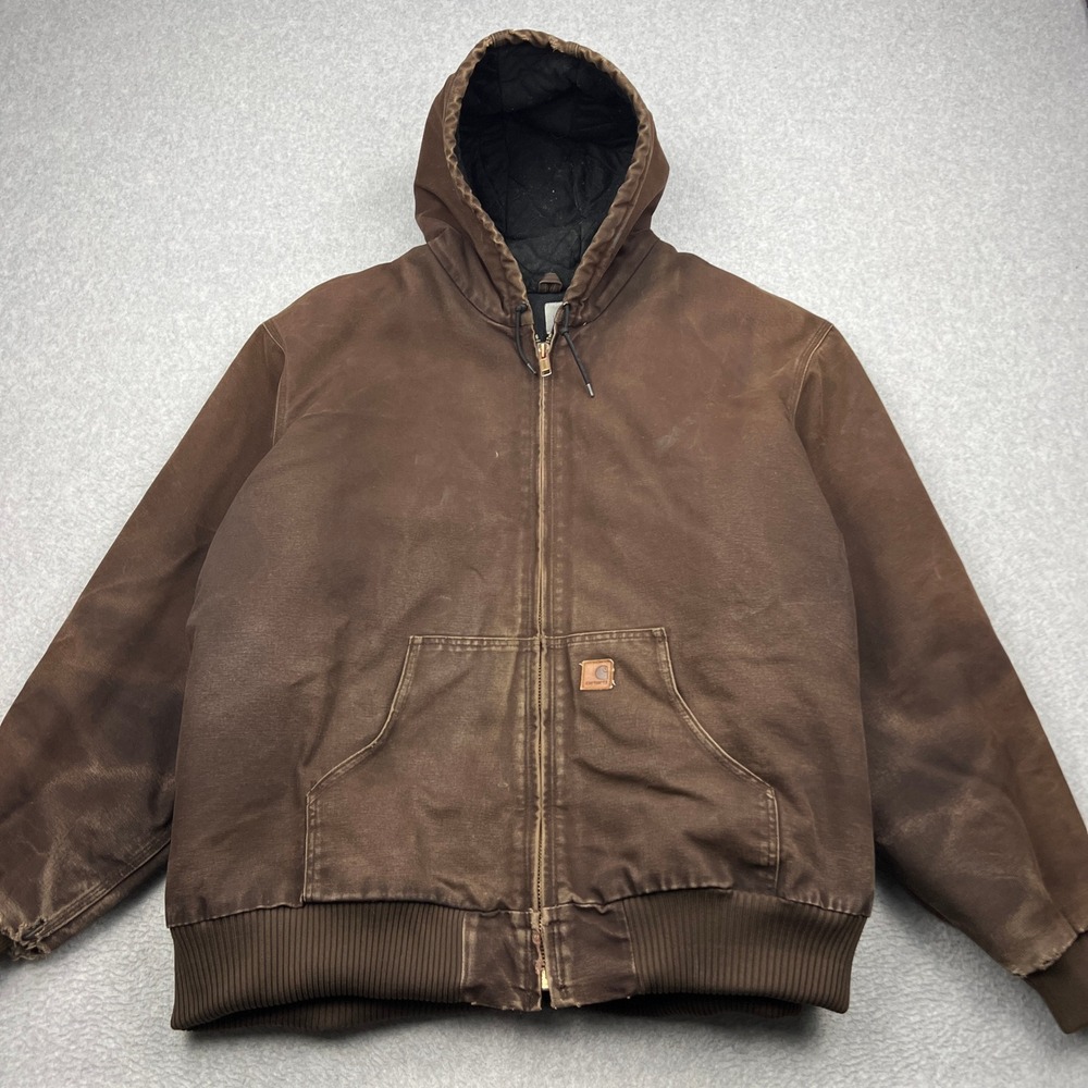 Carhartt J130 DKB Jacket Mens 4XLT Tall Brown Sandstone Duck Quilted Lined Hood